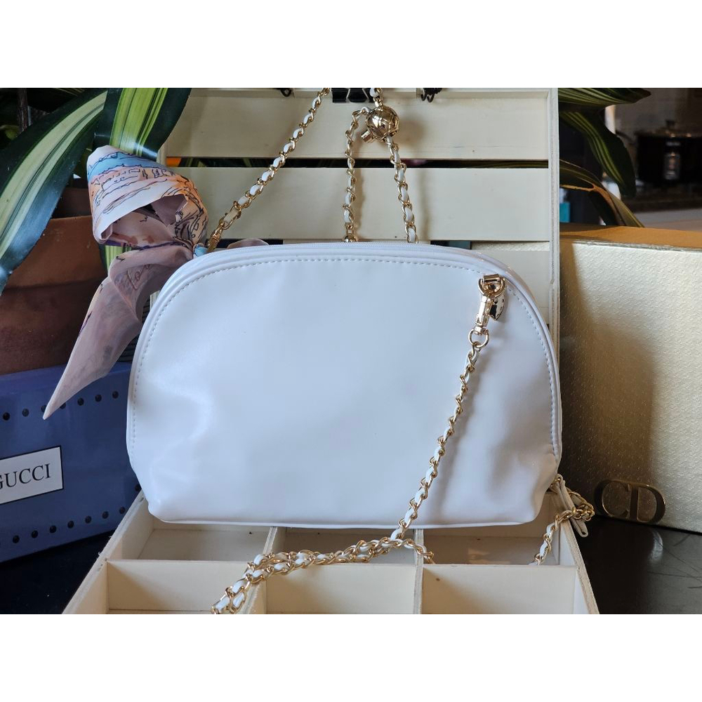 YSL Yves Saint Laurent White Clutch w/Crossbody, Twilly and Charm Added - Picture 4 of 15